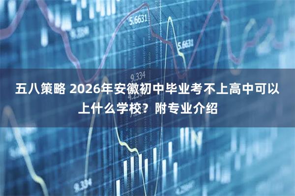 五八策略 2026年安徽初中毕业考不上高中可以上什么学校？附专业介绍