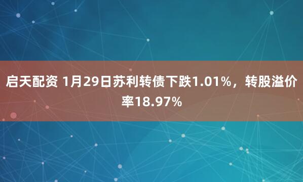 启天配资 1月29日苏利转债下跌1.01%，转股溢价率18.97%