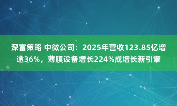 深富策略 中微公司：2025年营收123.85亿增逾36%，薄膜设备增长224%成增长新引擎